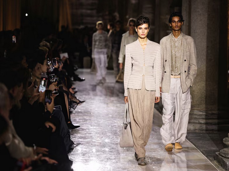 Models present creations from the Giorgio Armani SpringSummer 2026 collection during Fashion Week in Milan, Italy, September 28, 2025 (Reuters)